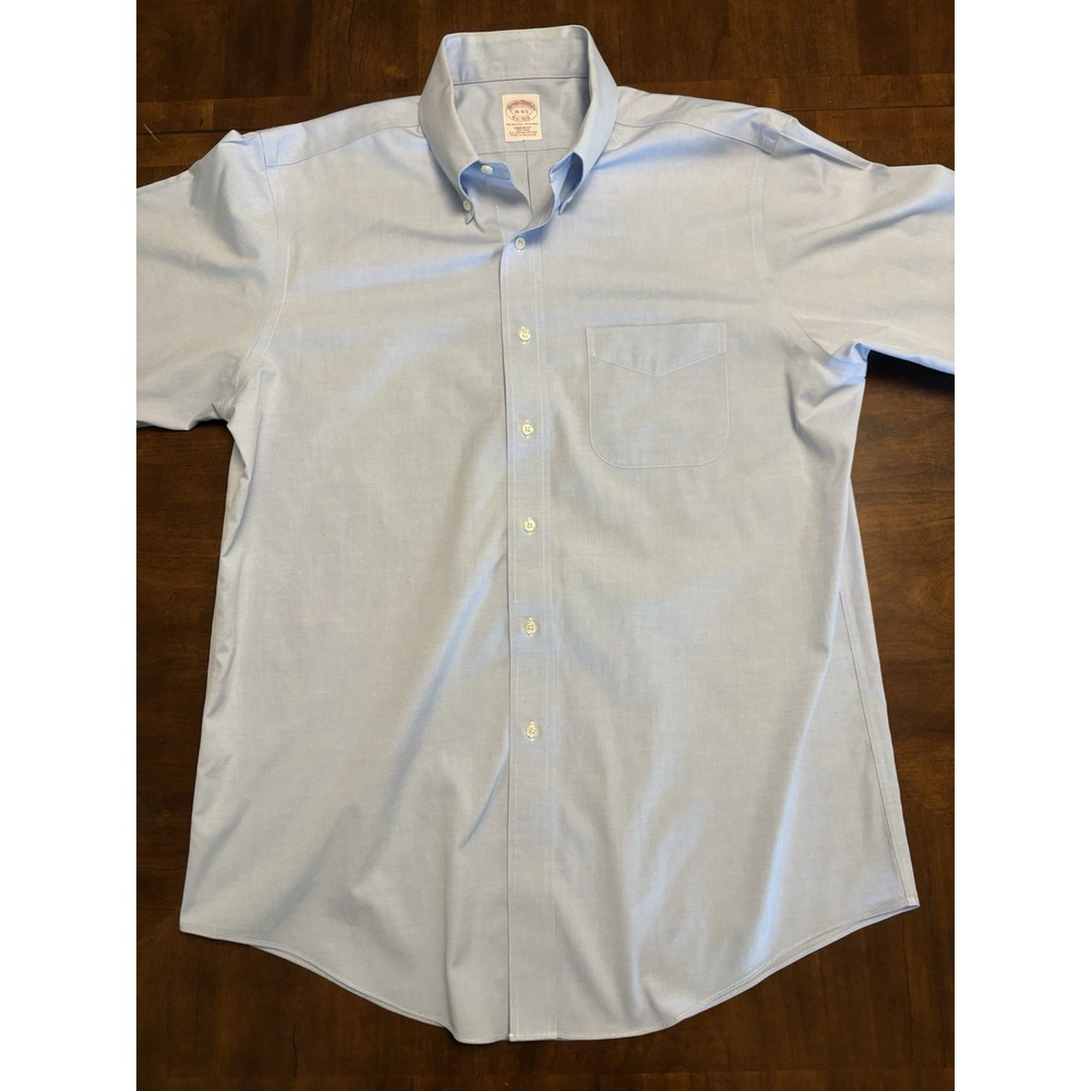 Brooks Brothers Dress Shirt Mens 16-4/5 Blue Regent Fit Supima Cotton Non-Iron